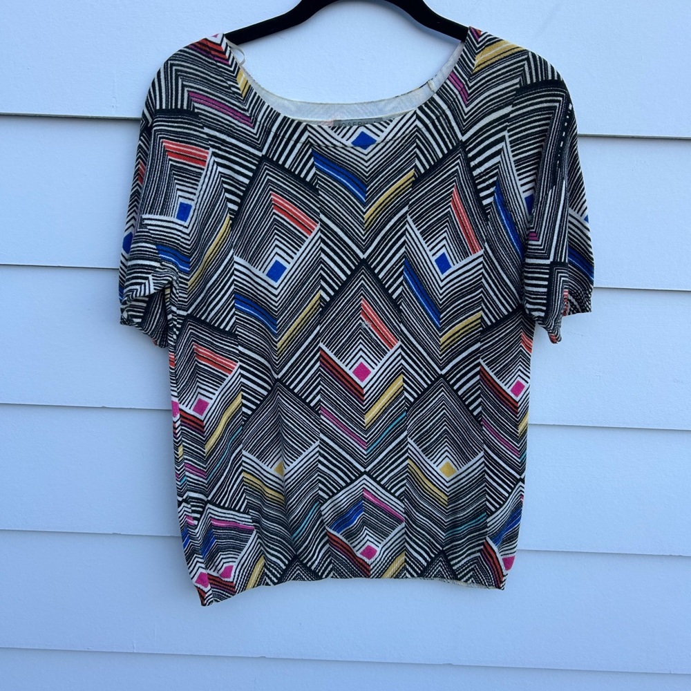 Joseph Multicolor Chevron Short Sleeve Top